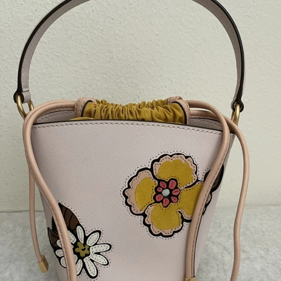 NWT Tory Burch Robinson Appliqué Mini Bucket Bag $428 Ballerina Pink - Picture 2 of 14